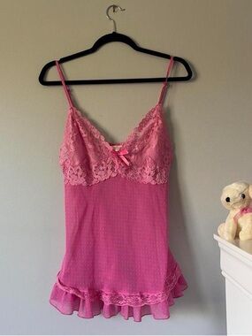 Secret Possessions Pink Lace-Trim Ruffle Chemise